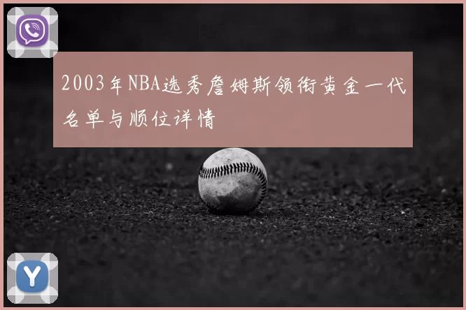 2003年NBA选秀詹姆斯领衔黄金一代名单与顺位详情